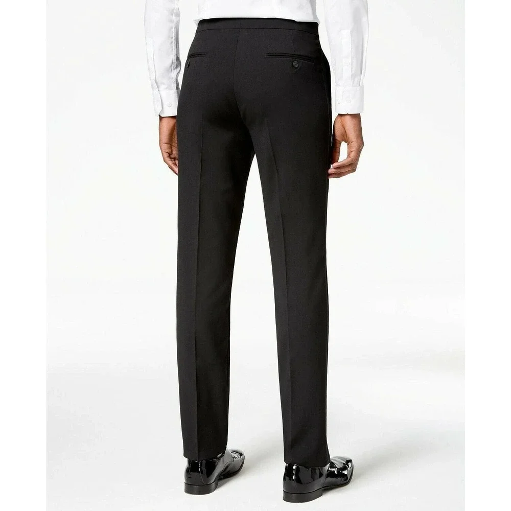 Tommy Hilfiger Mens Modern fit Tuxedo Pants 38W 29L Black Solid Stretch‎